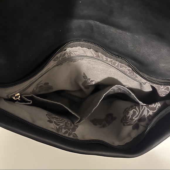 RHINESTONE + STUD BLACK LEATHER OVERSIZE CLUTCH - Picture 7 of 8